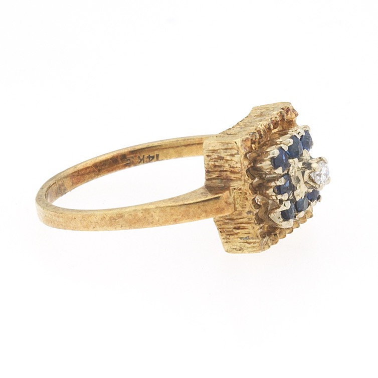 Ladies' Retro Gold, Blue Sapphire and Diamond Ring - Image 5 of 7