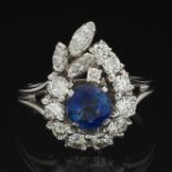 Ladies' Gold, Blue Sapphire and Diamond Ring, CGL Report