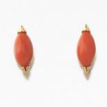 Ladies' Vintage Gold and Coral Pair of Earrings