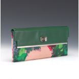 Balenciaga Satin and Patent Leather Floral Clutch