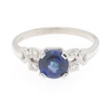 Ladies' Platinum, 1.67 Ct Blue Sapphire and Diamond Ring