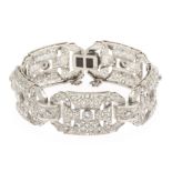 Ladies' Art Deco Platinum and Diamond Wide Bracelet
