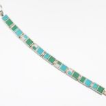 Michael Kabotie Native American Sterling Silver, Turquoise and Mother-of-Pearl Bracelet