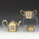 Austro-Hungarian 800 Silver Tea Set, Retailed by Antal Bachruch