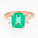 Ladies' Gold, 3.04 Ct Emerald and Diamond Ring