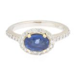 Ladies' Two-Tone Gold, 1.57 Ct Blue Sapphire and Diamond Ring