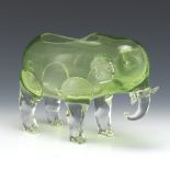 Peridot Color Bohemian Glass Elephant Planter