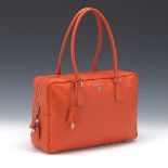 Prada Mandarino Saffiano Leather Bauletto Handbag