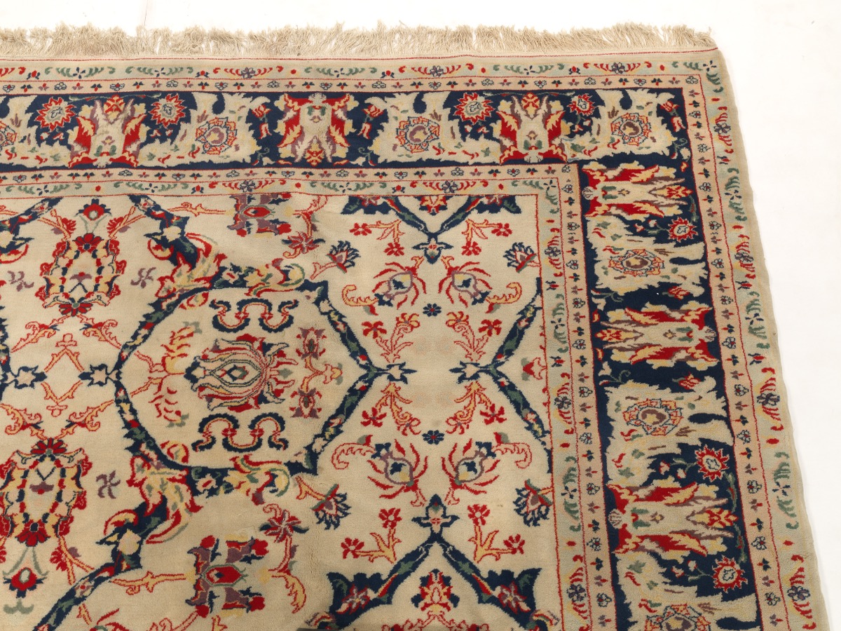 Vintage Fine Hand Knotted Tabriz Ivory Carpet - Image 5 of 7