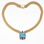 Ladies' Vintage Gold, 42ct Blue Topaz, Blue Sapphire and Diamond Necklace