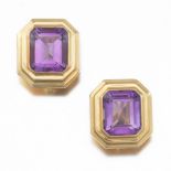 Ladies' Vintage Gold and Amethyst Pair of Earrings