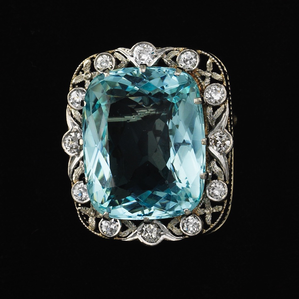 Ladies' Edwardian Platinum, Gold, 26 ct Aquamarine and Diamond Pin/Brooch/Pendant on Chain - Image 3 of 7