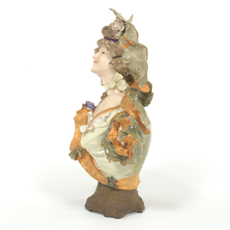 Ernst Wahliss Porcelain Bust Of Opulently Dressed Maiden - Image 4 of 6