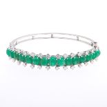 Ladies' Emerald and Diamond Bangle Bracelet