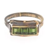 Victorian Kurtz Blackened Two-Tone Gold and Green Tourmaline Ring