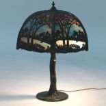 Scenic Lamp With Tree Trunk Motif Base