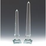 Two Crystal Obelisks With Mirrored Bases