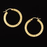 Ladies' Gold Pair of Diamond Cut Hoop Earrings