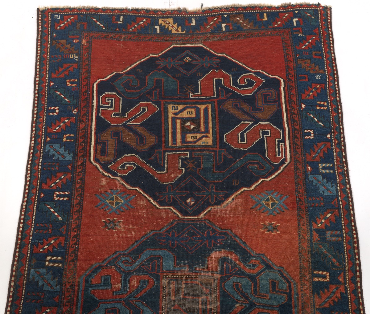 Very Fine Rare Antique Hand Knotted "Triple Eagle" Kazak Carpet, ca. 1890/1900 - Image 3 of 4