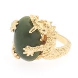 Ladies' Gold and Nephrite Jade Dragon Ring