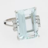 Ladies' Gold, 21.30 Ct Aquamarine and Diamond Cocktail Ring