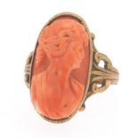 Ladies' Victorian Gold and Carved Coral Cameo Ring