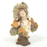 Ernst Wahliss Porcelain Bust Of Opulently Dressed Maiden