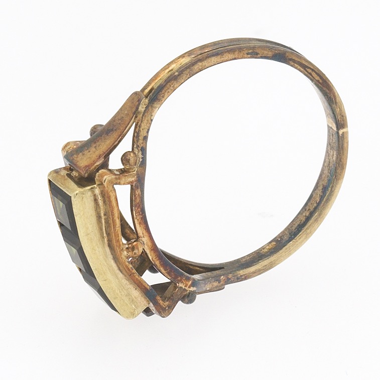 Victorian Kurtz Blackened Two-Tone Gold and Green Tourmaline Ring - Image 6 of 7