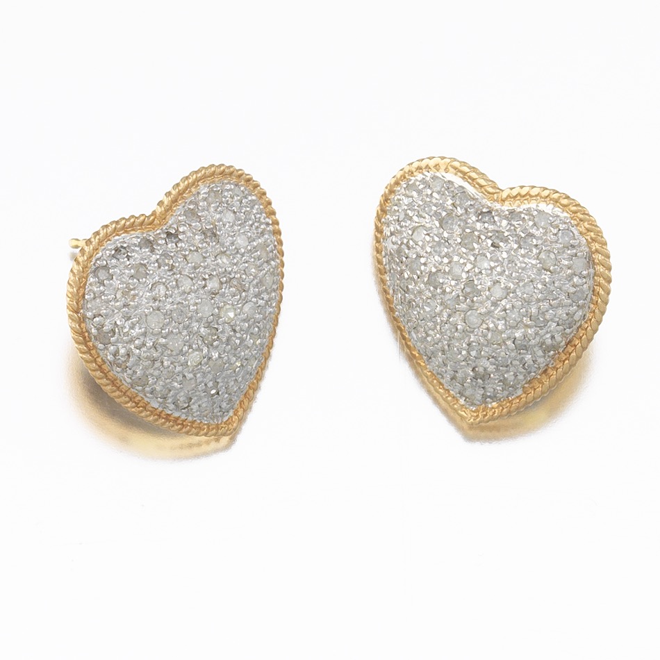 A Pair of Diamond Heart Earrings - Image 3 of 5