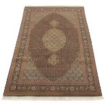 Vintage Very Fine Hand Knotted Silk and Wool Tabriz Carpet