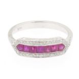 Art Deco Style Ruby and Diamond Band