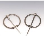 Two Sterling Antique Celtic Penannular Brooches