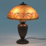 Handel Bronze Lamp with Reverse Painted Shade, Repaired