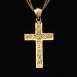 Italian Gold Arabesque Design Cross on Double Strand Chain