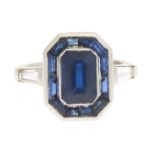 Ladies' Platinum, Diamond and Natural Blue Sapphire Ring, GIA Report 5192315909