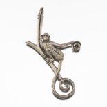 Artisan Sterling Silver Monkey Pin/Brooch