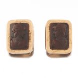 Victorian Rose Gold and Carnelian Cameo Pair of Cufflinks