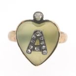 Ladies' Victorian Rose Gold, Carved Jade and Diamond 'Heart of Angel' Ring