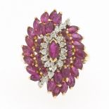 Ladies' Gold, Ruby and Diamond Cluster Ring