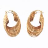 Ladies' Vintage Gold Pair of Multilayered Twist Hoop Earrings