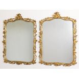 Pair of Victorian Style Carved Oak Leaf Mirrors