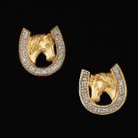 Ladies' Gold and Diamond Horseshoe Pair of Earrings