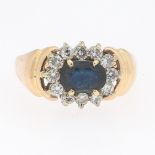 Ladies' Retro Gold, Blue Sapphire and Diamond Ring