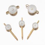 Art Deco Gold, Mother-of-Pearl and Seed Pearl Five-Piece Tuxedo Set