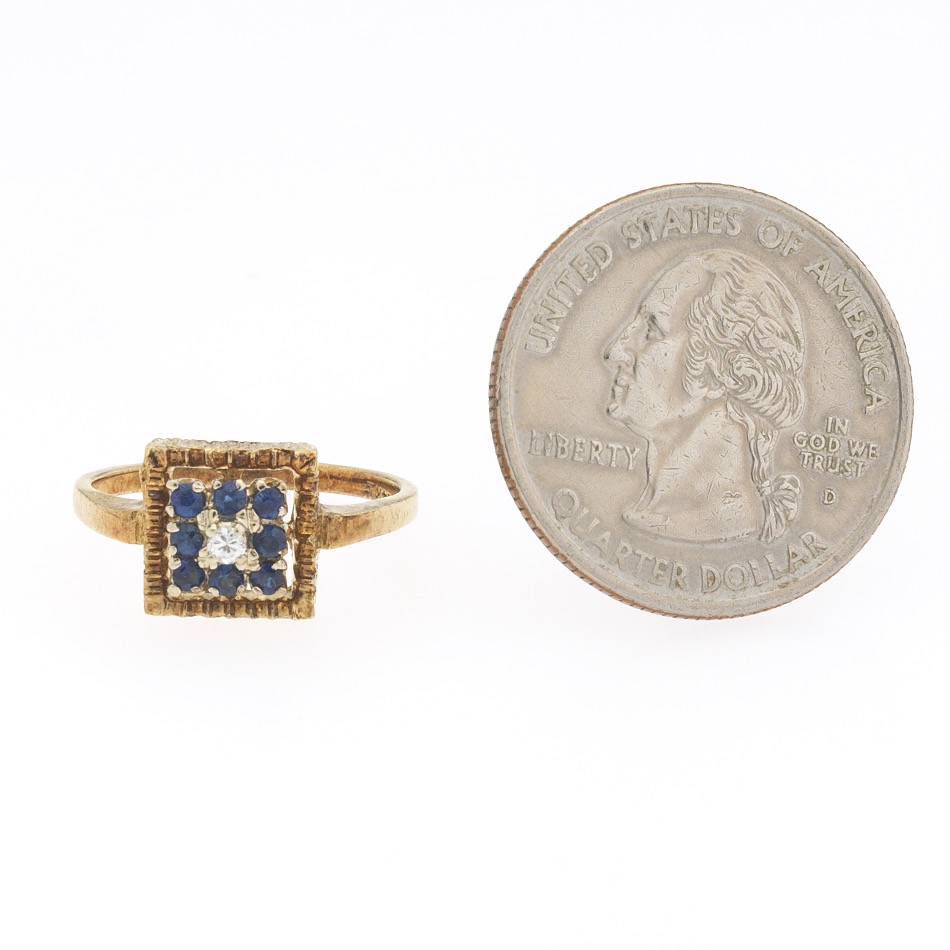 Ladies' Retro Gold, Blue Sapphire and Diamond Ring - Image 2 of 7