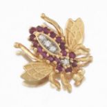 Ladies' Gold, Ruby and Diamond Bee Pin/Brooch