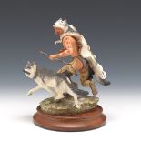 Vintage Native American Porcelain Sculpture by Robert F. Murphy, "Wolf Runner"