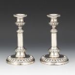 George III Sterling Silver Height-Adjustable Candlesticks by Nathan Smith & Co, Sheffield, ca. 1808