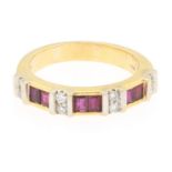 Ladies' Italian Gold, Ruby and Diamond Band