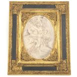 French Stone Cameo Oval Plaque in Fancy Frame, T.P. Danbiene Paris, 1889
